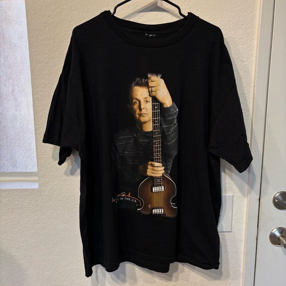 Paul McCartney 2002 Tour Shirt Back In The US Size XL Black Double Sided Cities